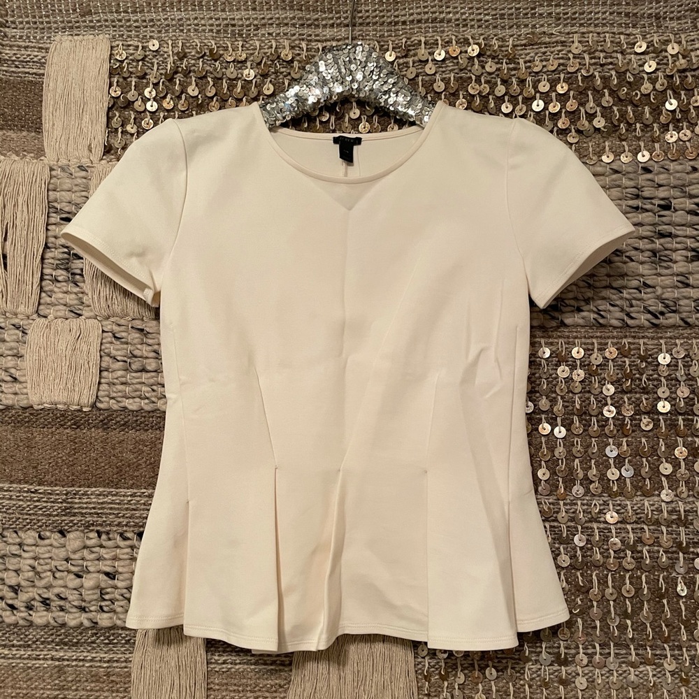 NWT J. Crew assymetrical white ponte top XXS